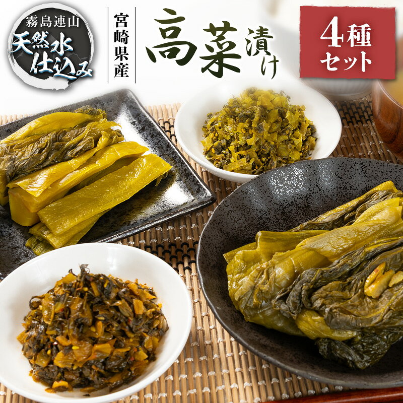 【ふるさと納税】「霧島連山」天然水仕込みの高菜漬け 4種 食べ比べ セット 宮崎県産