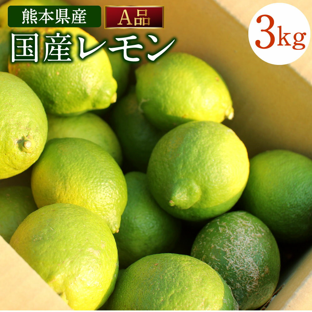 【ふるさと納税】国産レモン A品 約3kg 県認証特別栽培 熊本県産 レモン れもん 果物 檸檬 レモン果汁 フルーツ 料理 柑橘類 九州産 国産 防腐剤・ワックス不使用 送料無料【2025年8月上旬-2026年6月上旬発送予定】