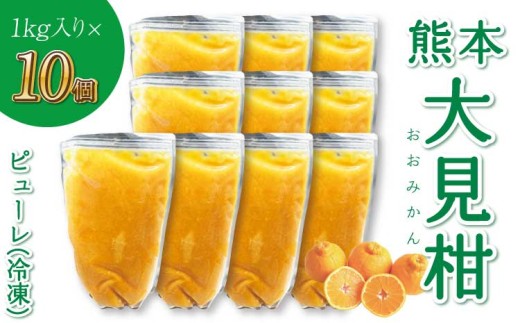 熊本大見柑ピューレ(冷凍) 1kg入り 10個 不知火 不知火果汁 しらぬい デコポンと同品種 ピューレ アイス お菓子 料理 爽やか 柑橘 果物 くだもの フルーツ 熊本県産 九州産 国産 宇城市産 株式会社la Nui.
