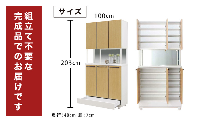 New keely（ニューケリー）幅100 シューズボックス ホワイト【北海道・東北・沖縄・離島不可】CN050-WH
