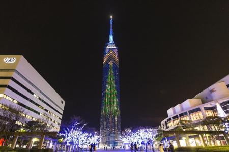 天空ディナーコース（展望券込）　２名分　【福岡タワー内展望レストランにて優雅なひとときを】