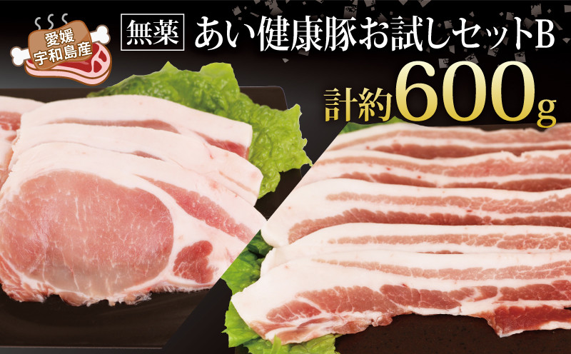 
無薬 豚肉 お試し セット B 計600g バラ 上 厚切り 300g 厚切り ロース 300g あい健康豚 niku 豚 ぶた ぶたにく バラ肉 ブランド豚 真空パック お肉 肉 ステーキ しゃぶしゃぶ 豚しゃぶ 焼き肉 焼肉 冷凍 国産 愛媛 宇和島 E012-154002
