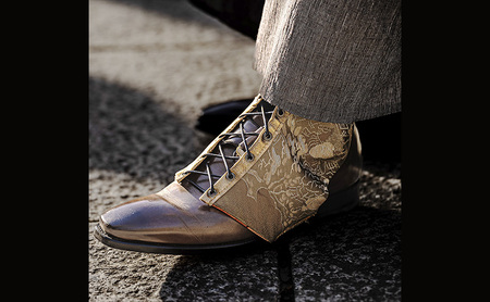 ブーツ 【オリジナル一点もの】wao bi ブーツ 単品 本革 正絹 逗子市 女性用黒系