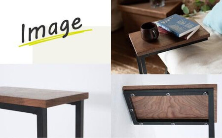 【12月配送】鉄脚の サイドテーブル | 年内発送 アイアンテーブルミニテーブル ナイトテーブル ローテーブル 木製   ブラックウォルナット 天然木 家具 机 飛騨高山 ヒダコレ家具 GF030VC