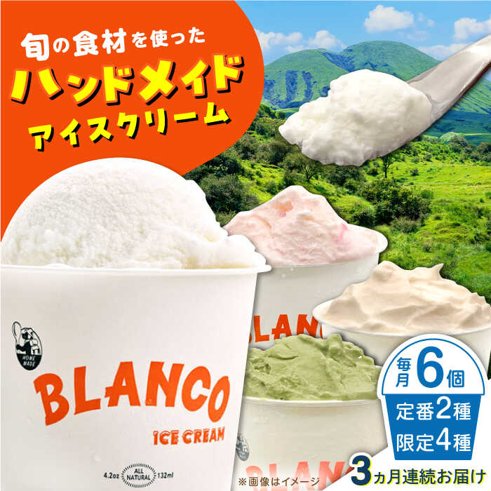 【ふるさと納税】【全3回定期便】ハンドメイドアイスクリーム 食べ比べ 6個セット ( 6種 × 各1個 ) 詰め合わせ アイスクリーム ジェラート 熊本 山都町 アイス ミルク カップアイス 手作り スイーツ お菓子 おやつ セット【BLANCO ICE CREAM】[YCM002]