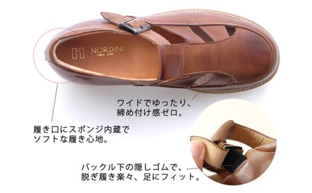 本革 幅広 4E ワイド ビジネスサンダル オフィスサンダル  5.5cmアップ シークレットサンダル No.567 チョコ 24.0cm