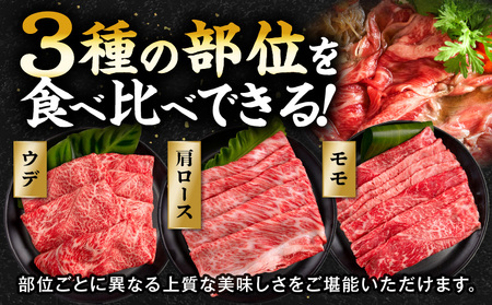 【2025年6月発送】【期間・数量限定】宮崎県産 黒毛和牛 肩ロース・ウデ・モモ スライス 各300g 合計900g+合挽きハンバーグ100g×2個 牛肉 すき焼き ハンバーグ