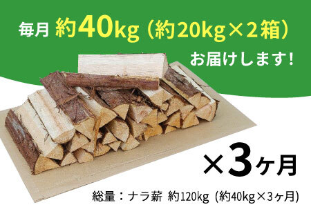 【3ヶ月定期便】なら薪 中～大割 約40kg ( 約20kg×2箱 ) 計120kg 3回 3ヶ月 中割 大割 薪ストーブ アウトドア キャンプ 焚火 暖炉 楢 ナラ 薪 まき 雑貨 日用品 定期便 