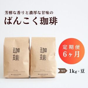 【毎月定期便】芳醇な香りと濃厚な甘味の珈琲 計1Kg豆×全6回【4055740】