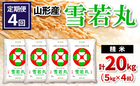 【定期便4回】山形県産 雪若丸 精米 5kg×4回(計20kg) FZ24-540