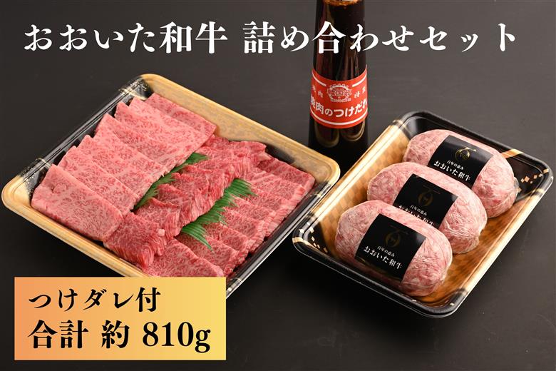 おおいた和牛 詰め合わせ 合計約 810g ハンバーグ 焼き肉 ロース カルビ 赤身 つけダレ付