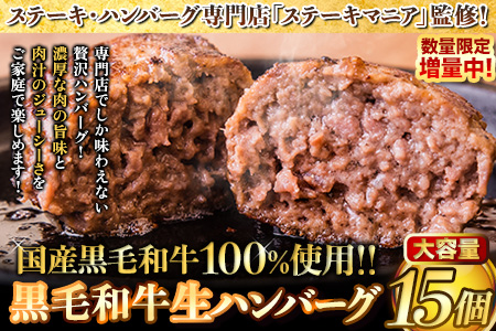 ハンバーグ　専門店監修　黒毛和牛100%　生ハンバーグ　140g×15個入り 合計2100g 2kg以上《7-14営業日以内に出荷予定(土日祝除く)》 黒毛和牛 バイキングベーカリー 冷凍 牛肉 冷凍食品 冷凍 冷凍ハンバーグ ビーフ ふるさと納税  ---gkt_fkwnhamv_wx_24_13000_2100g---