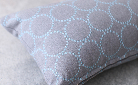 ミニクッション 長方形 タンバリン生地 グレーブルー ミニクッション