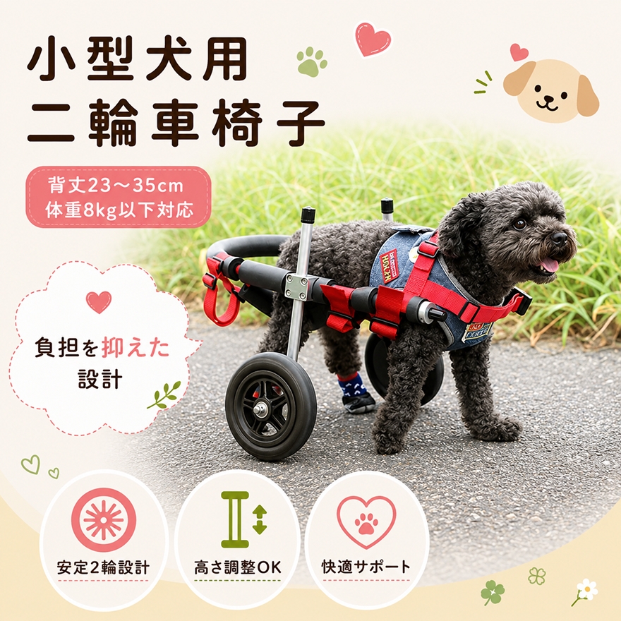 
小型犬用二輪車椅子（背丈23～35cm　体重8キロ以下）【！寄附前に事業者へ相談必要！】
