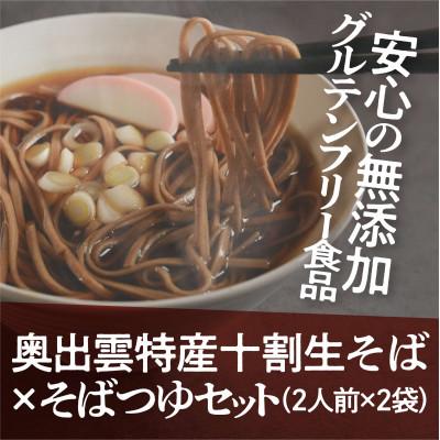 ふるさと納税 雲南市 奥出雲特産 十割生そば×そばつゆセット(2人前×2袋)安心の無添加・グルテンフリー食品