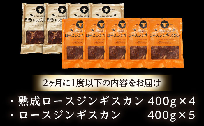 【隔月全3回定期便】ジンギスカン2種セット 計3.6kg（熟成ロース400gx4・ロース400gx5）【Fセット】《厚真町》【有限会社市原精肉店】 ジンギスカン 羊肉 マトン ロース 焼肉用 味付き 