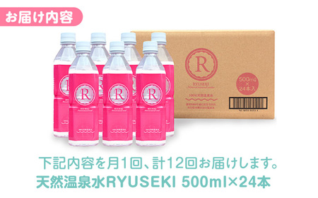 【全12回定期便】天然温泉水RYUSEKI 500ml×24本−ペットボトル 日田市 / 株式会社竜石[ARCD005]