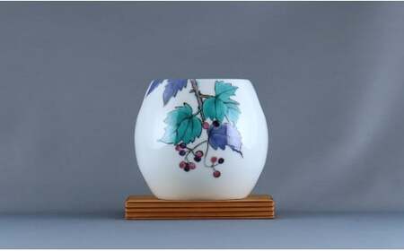 有田焼 茶香炉〈山ぶどう文〉【赤絵白磁硯処 雪月花】手描き 伝統工芸 香炉 赤絵 インテリア  80000円 8万円 A80-54
