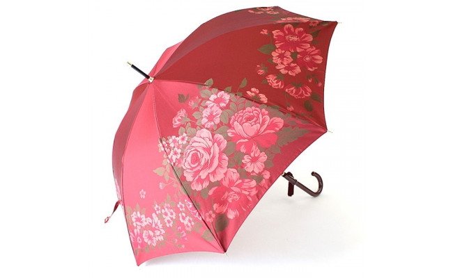 
【槙田商店】晴雨兼用長傘　絵おり　大バラ　レッド 傘 かさ 雨具 高級 晴雨 兼用 UV 日焼け ギフト ファッション 日傘 プレゼント 化粧箱 老舗
