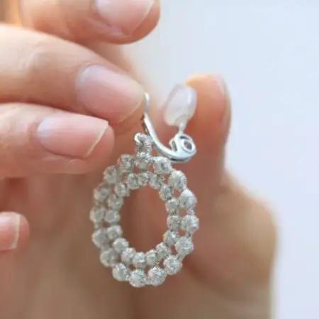 刺繍イヤリング　ドイリーイヤリング(シルバー)【1726150】