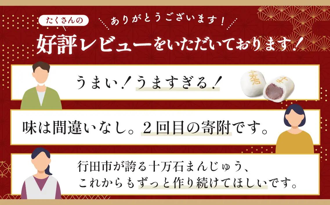 十万石まんじゅう　10個入 ／ 和菓子 饅頭 おまんじゅう おやつ 行田名物 十万石ふくさや 銘菓 こしあん 自家炊き しっとり 薯蕷皮 十勝産小豆 国産つくね芋 新潟県産コシヒカリ 十万石 埼玉県 