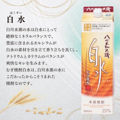 ふるさと納税 八代市 八代不知火蔵 白水 麦焼酎 1.8L 6本 25度 紙パック 麦 むぎ焼酎_040-5926-A |  | 02