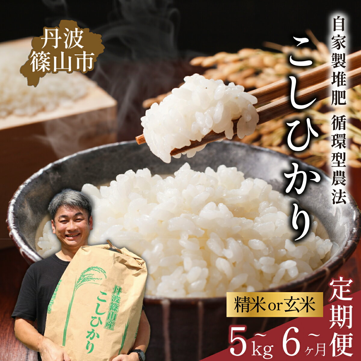【ふるさと納税】【定期便】【令和7年産/令和8年産 早期先行予約】丹波篠山産 特Aコシヒカリ 〈精米or玄米〉 5kg 10kg 6回 12回 減農薬 特A 精米 こしひかり 兵庫県 丹波篠山市 白米 100％単一原料米 産地直送米
