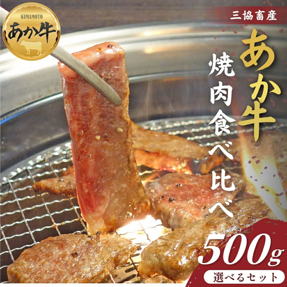 【ふるさと納税】【三協畜産】熊本和牛あか牛焼肉食べ比べ 500g タレ無し タレ付き カルビ ロース 焼肉 BBQ 食べ比べ 精肉 あか牛 牛肉 国産 簡単 お取り寄せ 冷凍 贈り物 贈答用 豪華 セット ご当地 簡単 手軽 贅沢 ご褒美 お祝い 大容量 人気 晩ご飯 熊本県 阿蘇市