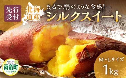 【数量限定】あま～い畑スイーツ！北海道雨竜町産 さつまいも 「シルクスイート」M-Lサイズ 1kg 大きめサイズ 産地直送 さつまいも サツマイモ 北海道 国産 おやつ お菓子作り 料理