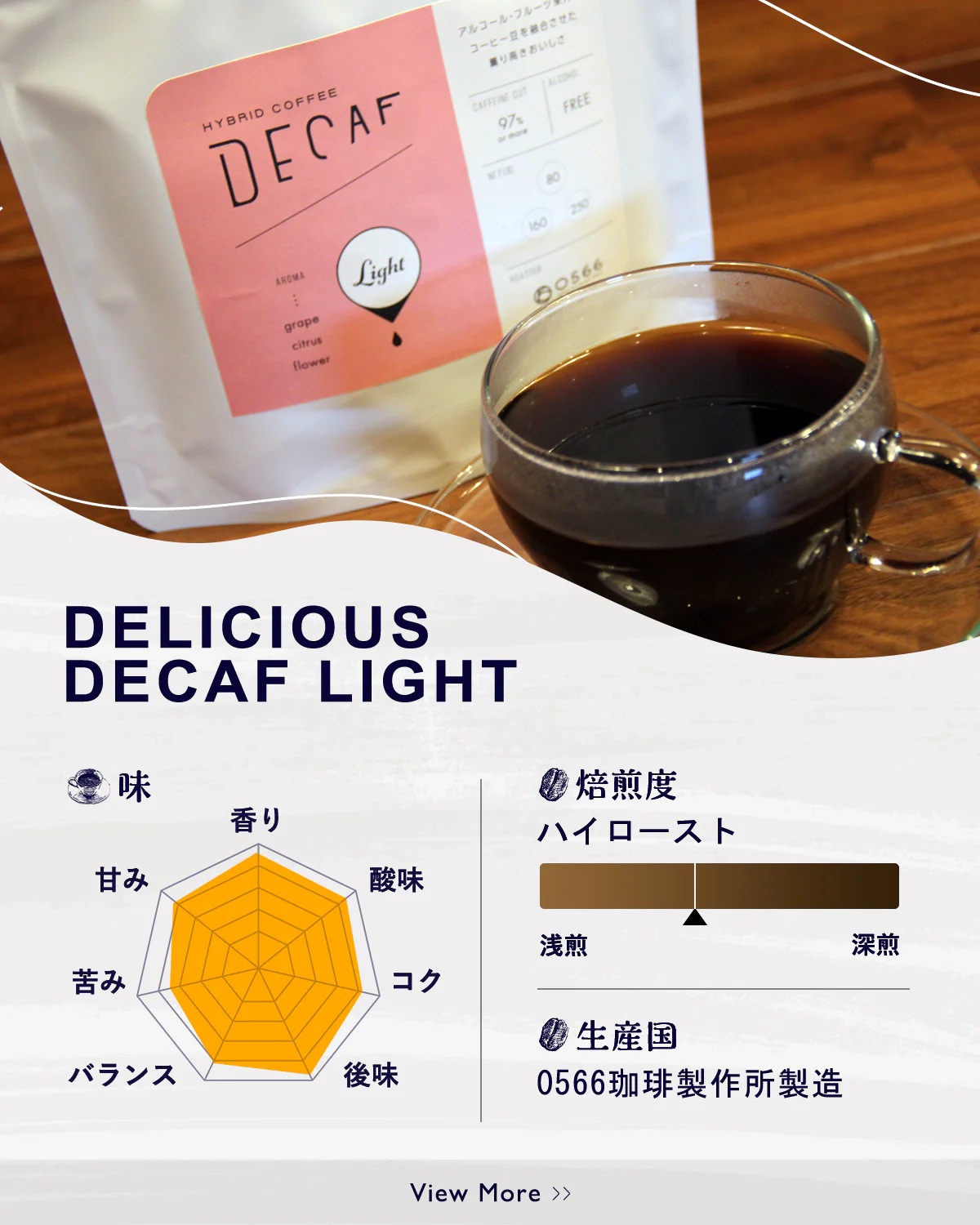 美味しいデカフェ《LIGHT　ライト》 80ｇ DECAF LIGHT　デカフェ・ライト １パック 80ｇ【粉に挽く】（3384）