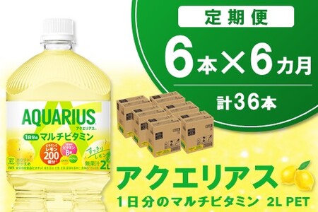 【6か月定期便】アクエリアス 1日分のマルチビタミン PET 2L(6本×6回)【アクエリ スポーツ飲料 夏バテ予防 水分補給 ビタミン補給 ビタミンC ミネラル クエン酸 2L 2リットル ペットボトル ペット スポーツ イベント】C2-A090327