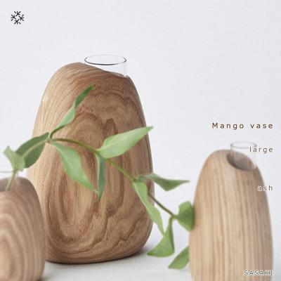 ふるさと納税 旭川市 SASAKIのMango vase - large　ash【旭川クラフト木製品/花瓶】_03260