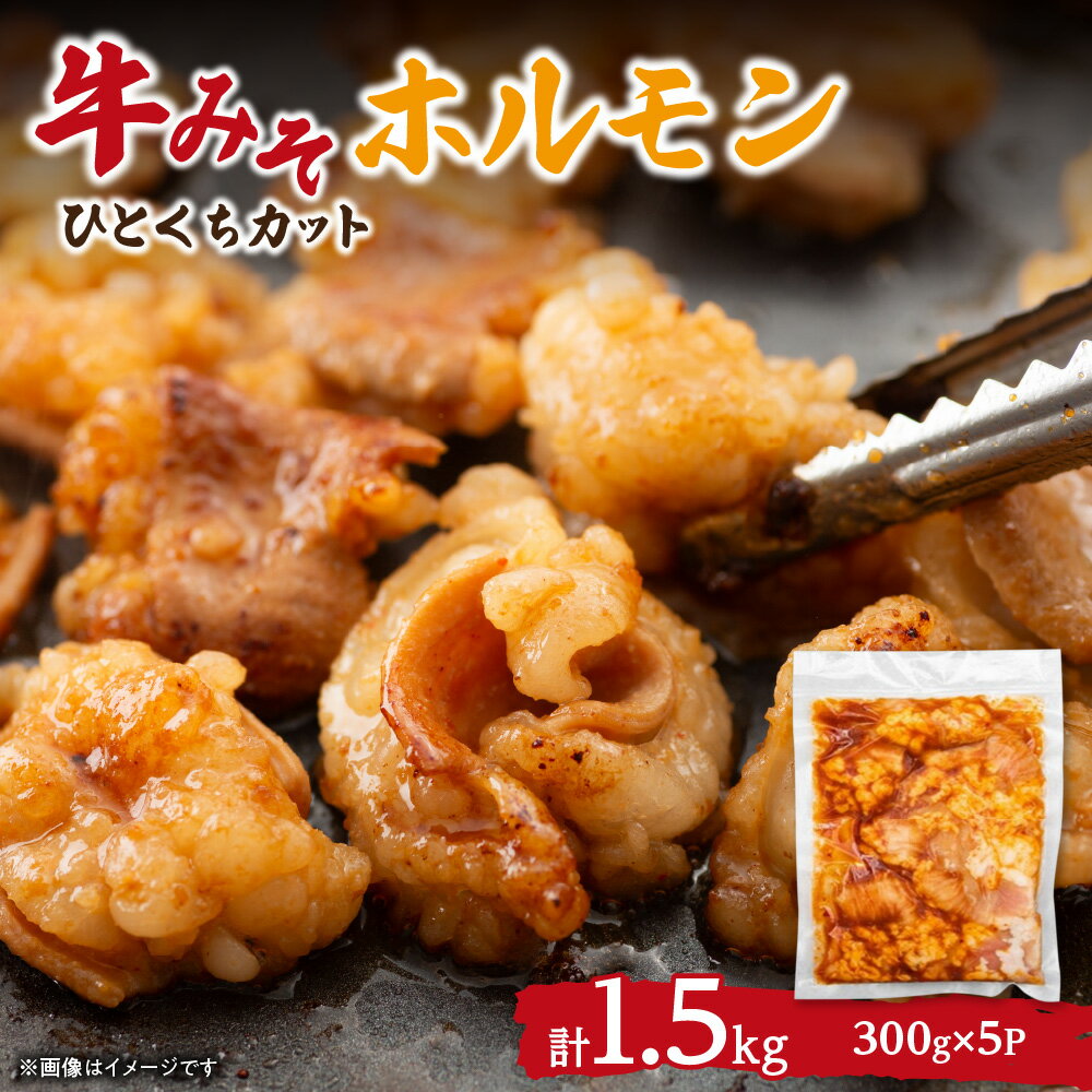 【ふるさと納税】 牛みそホルモン 300g×5パック 計1.5kg 一口サイズ 食べやすい 小分け 牛ホルモン シマチョウ 味付き 味噌 ホルモン 焼肉 BBQ おつまみ おかず 冷凍 北海道 札幌市