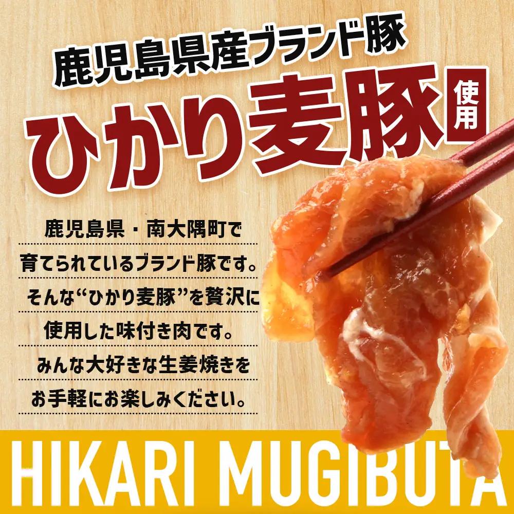 鹿児島県産 ひかり麦豚 生姜焼き 計約1.4kg （180g×8パック）トレーなし 冷凍 HM-5 | 肉 お肉 にく 豚肉 モモ肉 冷凍 解凍して焼くだけ 真空冷凍 新鮮 小分け おかず お弁当 甘