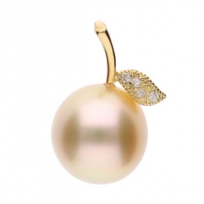 ふるさと納税 神戸市 【姫果】ゴールデンパール(南洋真珠) ダイヤモンド K18 イエローゴールド ペンダントトップ