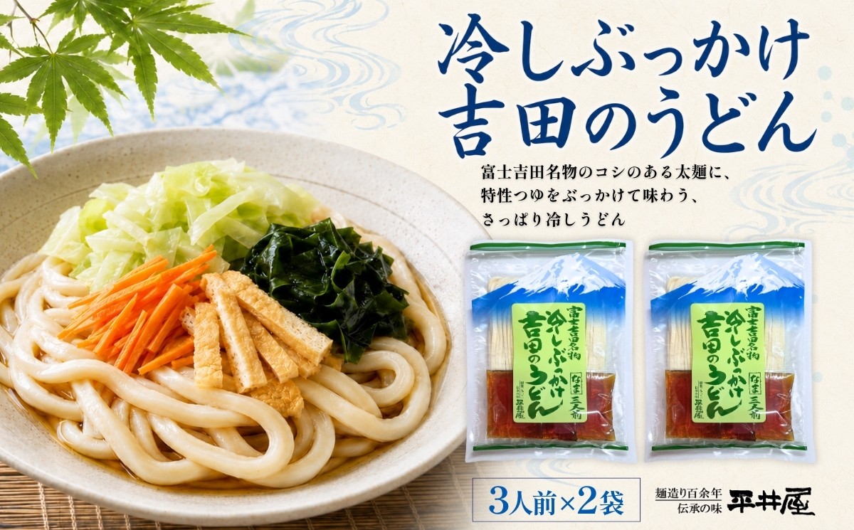 
                  【期間限定 】冷しぶっかけ吉田のうどん3人用平袋×2パック【平井屋】麺　特産品　山梨の麺　ご当地麺　ぶっかけうどん
                