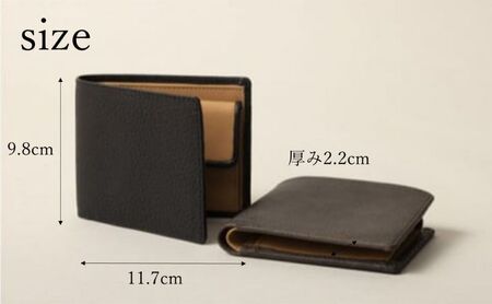 FACE-M（革のカシミヤ 郡上市産明宝鹿革二つ折り財布）ダークブラウン