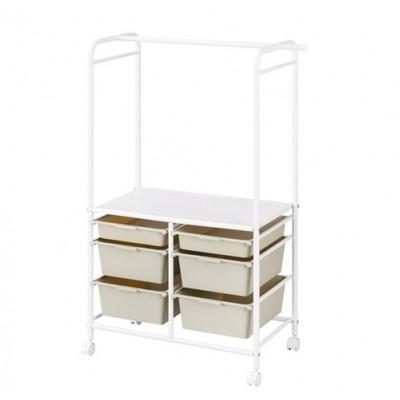 ふるさと納税 大河原町 キッズ収納ハンガーラック  幅約71.7cm ホワイト/ベージュ　アイリス [53753082] |  | 02