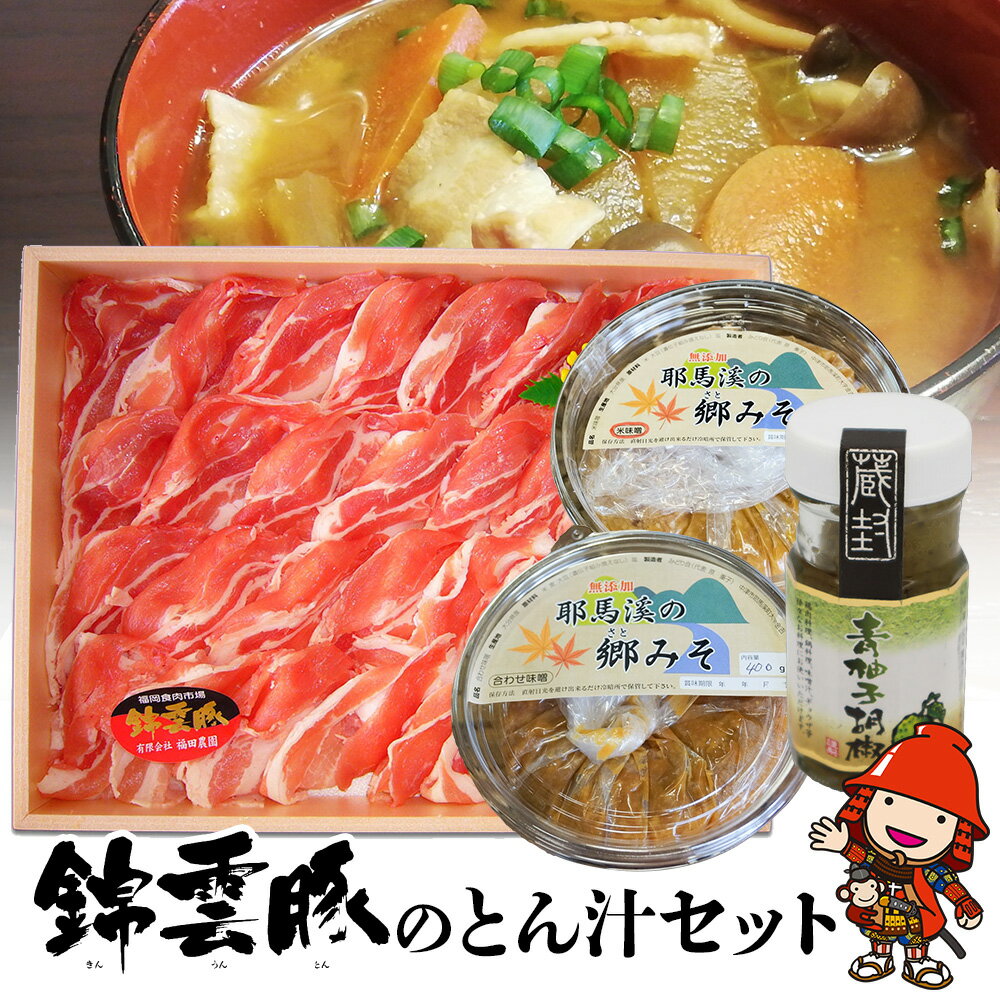 【ふるさと納税】錦雲豚のとん汁セット 豚肉 しゃぶしゃぶ肉バラ・ロース各200g お味噌と柚子胡椒セット柚子こしょう ゆずごしょう ゆずこしょう ブランド豚 きんうんとん 大分県産 九州産 中津市 国産 送料無料