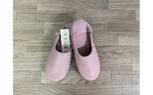 【のこり染】ルームシューズ　Lサイズ　ワイン