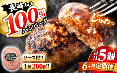 6回定期便 ハンバーグ 長崎和牛 5個 CBA083 ハンバーグ 和牛ハンバーグ