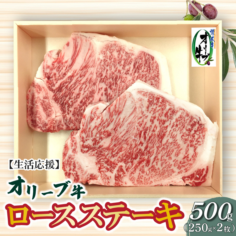 【ふるさと納税】生活応援 オリーブ牛 ロースステーキ 500g 讃岐牛 ロース ステーキ オレイン酸 柔らかい ジューシー 冷凍 ブランド牛 牛肉 食品 国産 和牛 贈答用 ギフト プレゼント お取り寄せ お取り寄せグルメ 一押し 送料無料 父の日  秋 旬
