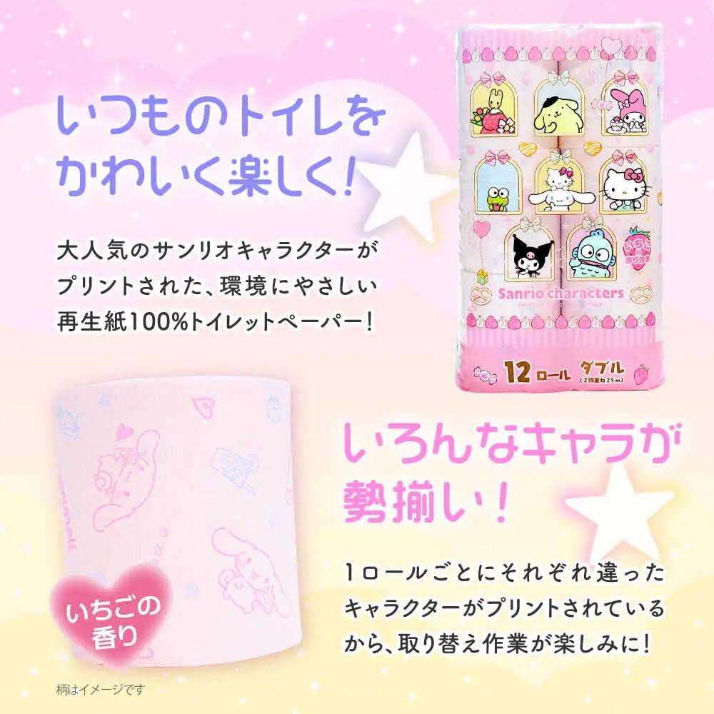 【全6回定期便】トイレットペーパー サンリオ ダブル 25m 12ロール×8パック[VAA035]サンリオ