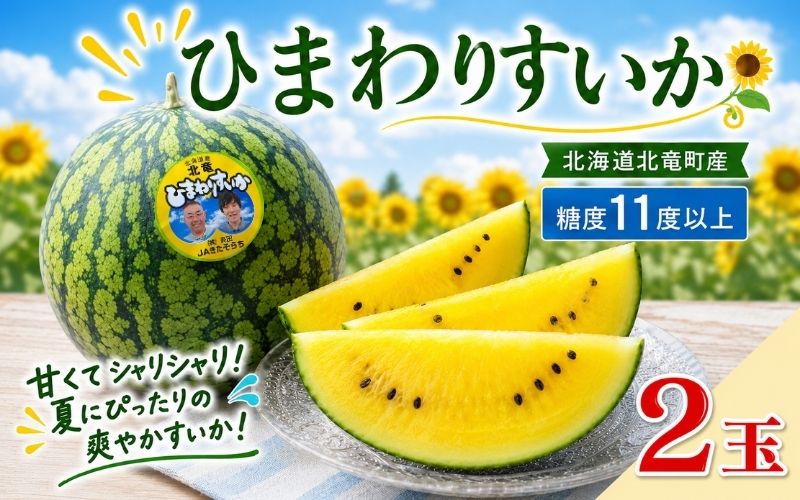ひまわり すいか  2玉 / 高級 北海道 高糖度 西瓜 甘い ※8月中旬～8月下旬頃順次発送予定 【sun402-2-8】