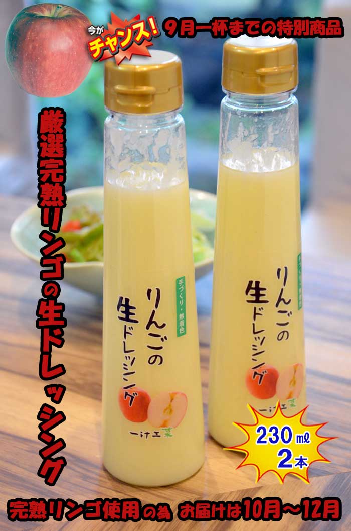 【ふるさと納税】『チャンス9月一杯までの特別商品』りんごの生ドレッシング(230ml) 2本セット シーズン限定商品