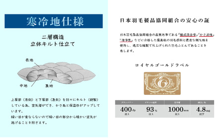 国産羽毛ふとん ポーランド産ロイヤルホワイトグース93％ (フィレンツェ)