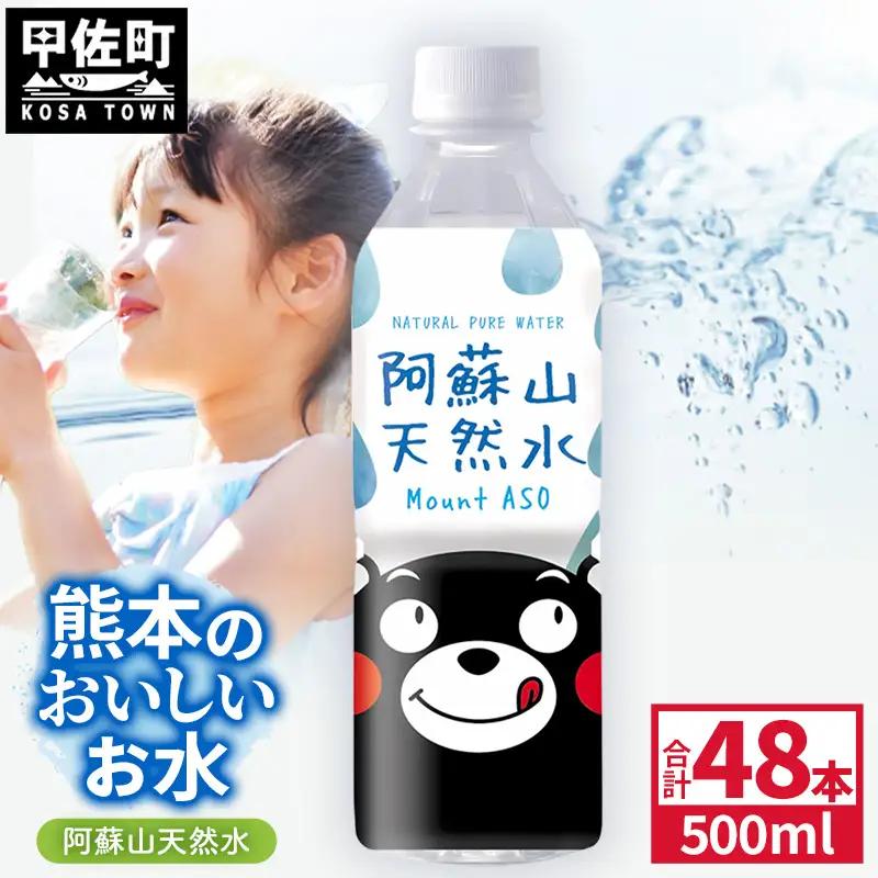 熊本のおいしいお水 阿蘇山天然水 500ml×48本（2ケース）（共通返礼品・御船町） - 飲料水 ミネラルウォーター 軟水 防災 備蓄 ローリングストック【価格改定】