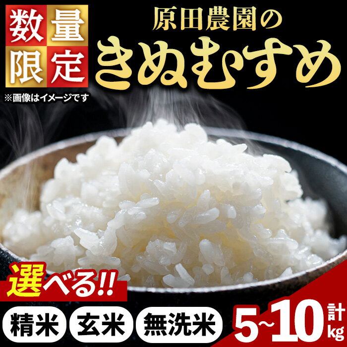 【ふるさと納税】＜選べる＞＜令和7年産・数量限定＞原田農園の「きぬむすめ」(精米/玄米/無洗米・5～10kg) 鳥取県 白米 米 コメ こめ お米 おこめ ごはん ご飯 5キロ 10キロ 【sm-EF002】【やまのおかげ屋】