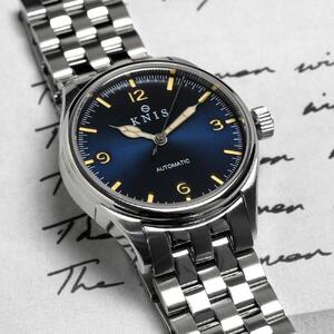 【KNIS KYOTO】 KNIS ニス レトロモダン 日本製 自動巻き 腕時計 ブルー