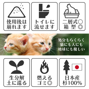 【6カ月定期便】オーガニック猫砂 杉にゃん 大粒タイプ 5L×1袋 | 安心 食べて 臭い 匂い 木製ペレット ひのき スギ 消臭 品質 尿 おしっこ トイレ 自然 多頭 子猫 シニア 誤飲 高齢 木